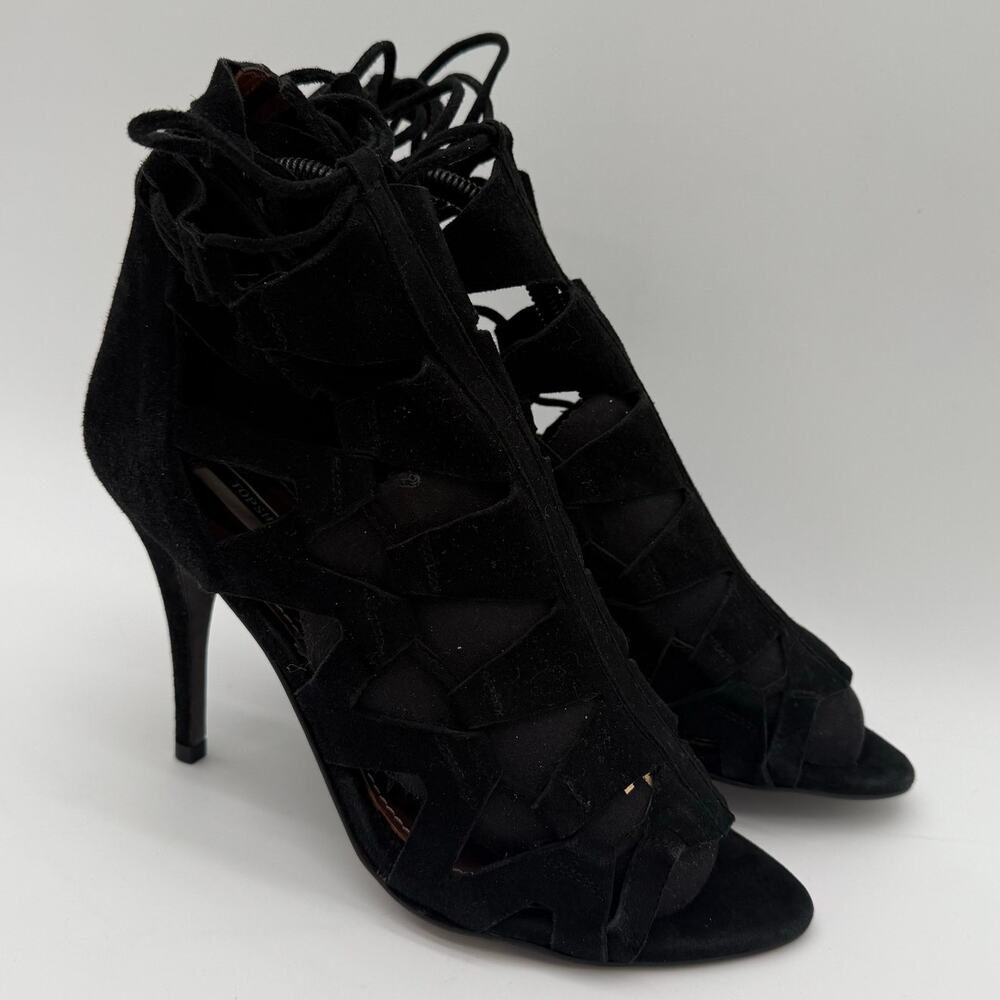 Topshop Potion Black Suede Leather Gladiator Strappy Stiletto Heel Spain 39(8.5)